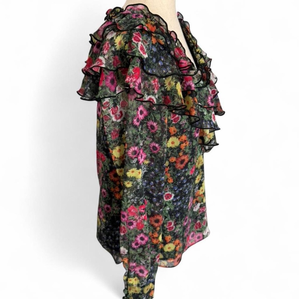 Ted Baker Amell Floral Ruffle Blouse Size 1 Coquette Romantic Feminine Spring - Picture 4 of 15